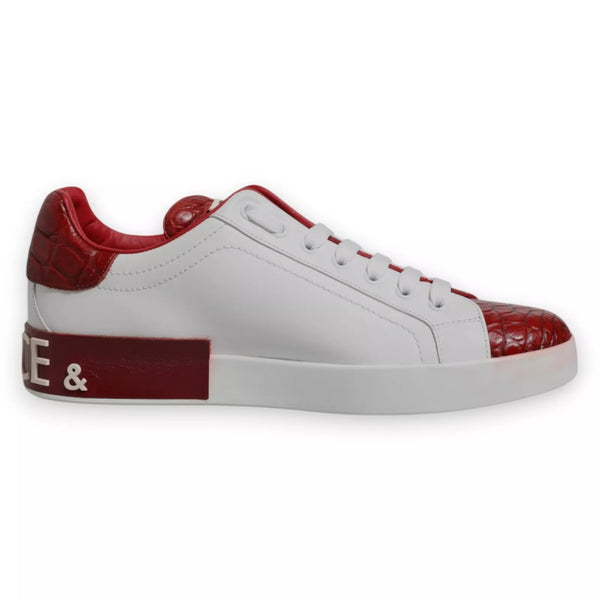 Weiß Rot Leder Logo Portofino Sneaker