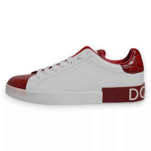 Weiß Rot Leder Logo Portofino Sneaker