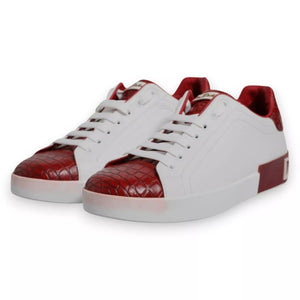 Weiß Rot Leder Logo Portofino Sneaker