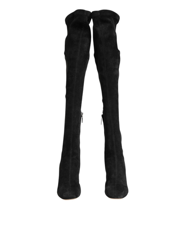 Schwarze kniehohe Stiefel aus Wildleder Schuhe