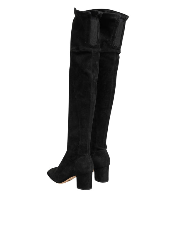 Schwarze kniehohe Stiefel aus Wildleder Schuhe