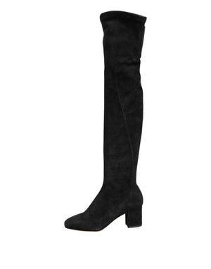Schwarze kniehohe Stiefel aus Wildleder Schuhe
