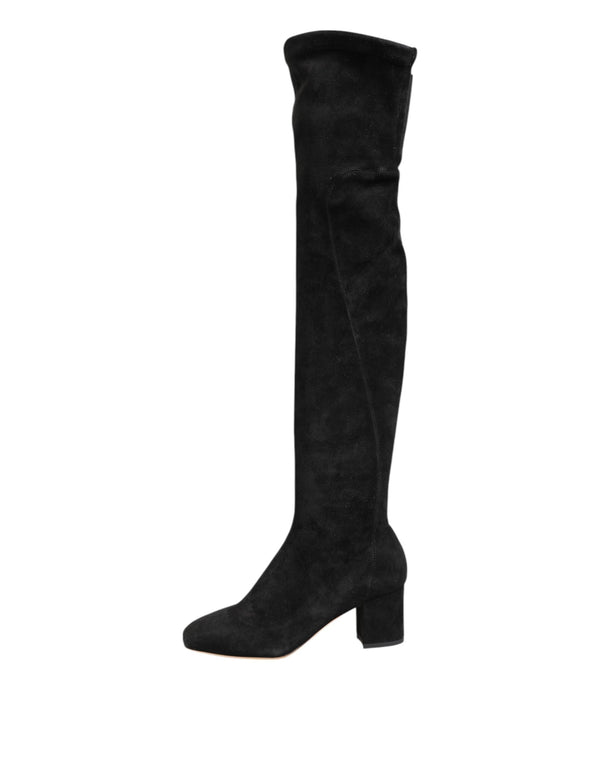 Schwarze kniehohe Stiefel aus Wildleder Schuhe