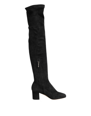 Schwarze kniehohe Stiefel aus Wildleder Schuhe