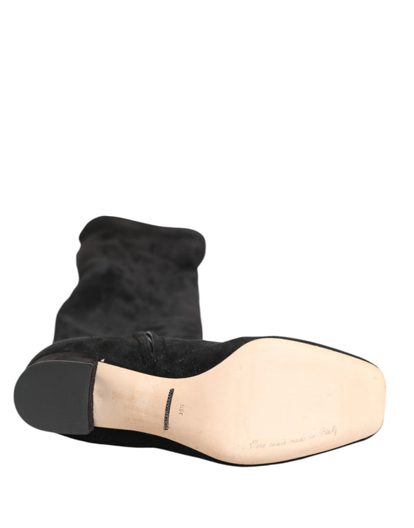 Schwarze kniehohe Stiefel aus Wildleder Schuhe