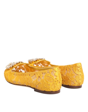 Gelb Taormina Spitze Kristalle Flats Schuhe