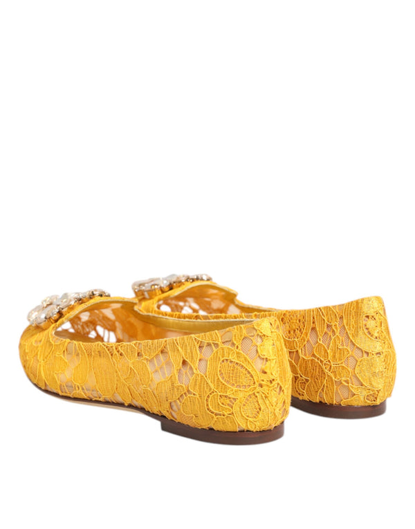 Gelb Taormina Spitze Kristalle Flats Schuhe