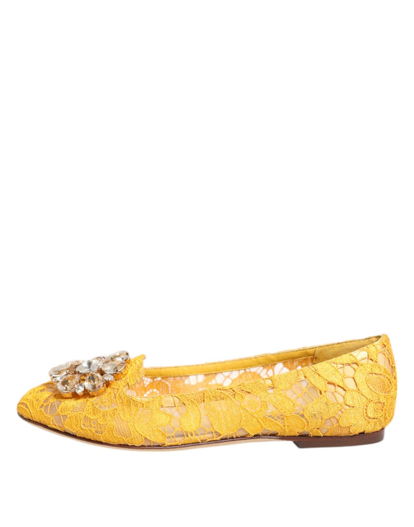Gelb Taormina Spitze Kristalle Flats Schuhe