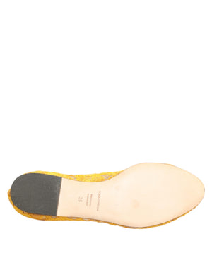 Gelb Taormina Spitze Kristalle Flats Schuhe