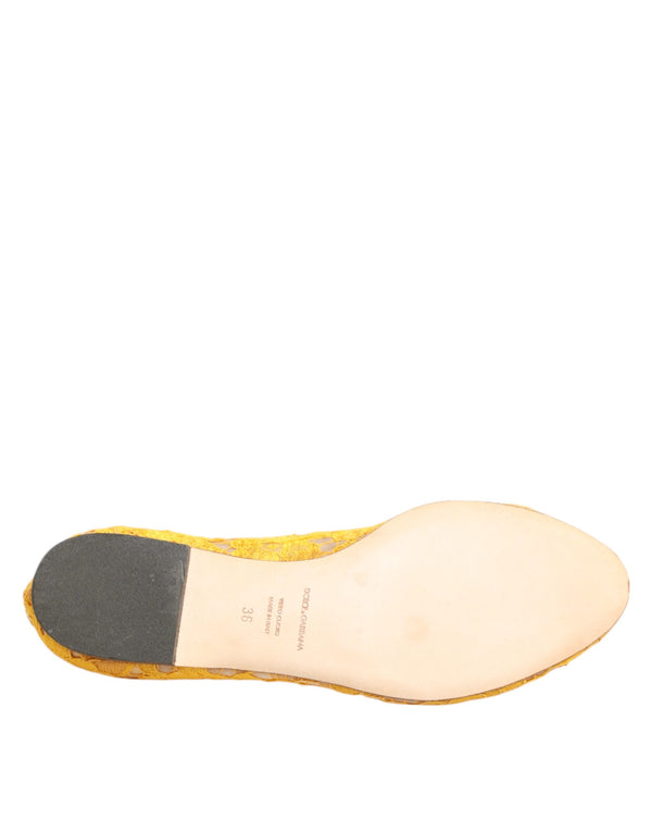 Gelb Taormina Spitze Kristalle Flats Schuhe