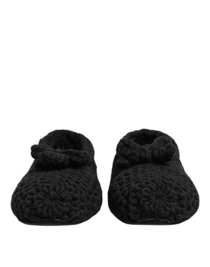 Schwarz Wolle stricken Slip On Ballerina Flats Schuhe