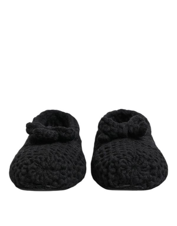 Schwarz Wolle stricken Slip On Ballerina Flats Schuhe