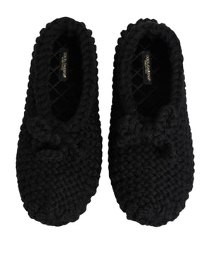Schwarz Wolle stricken Slip On Ballerina Flats Schuhe