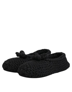 Schwarz Wolle stricken Slip On Ballerina Flats Schuhe