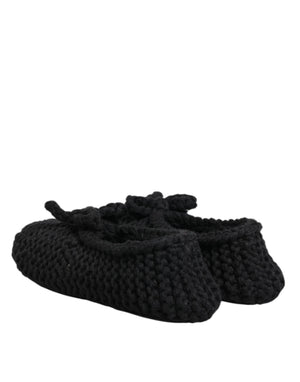 Schwarz Wolle stricken Slip On Ballerina Flats Schuhe