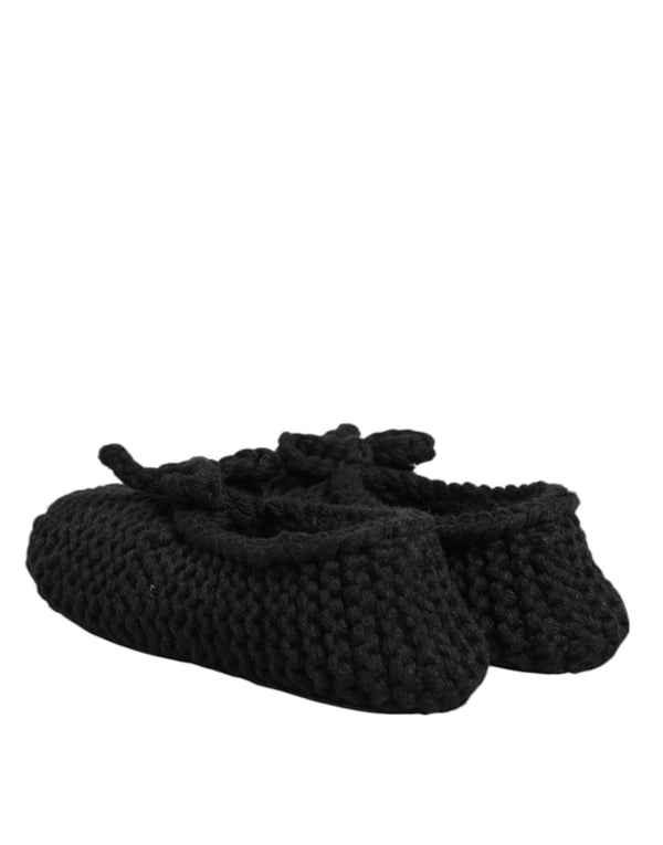 Schwarz Wolle stricken Slip On Ballerina Flats Schuhe