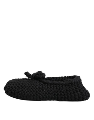 Schwarz Wolle stricken Slip On Ballerina Flats Schuhe