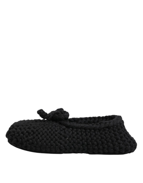 Schwarz Wolle stricken Slip On Ballerina Flats Schuhe