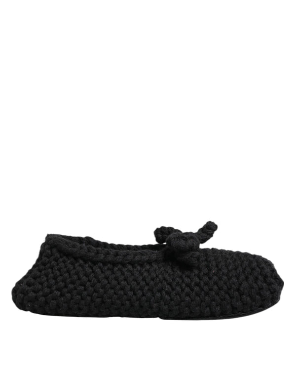 Schwarz Wolle stricken Slip On Ballerina Flats Schuhe