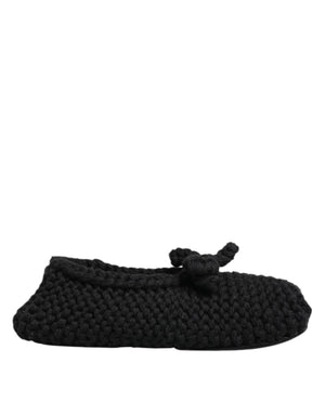 Schwarz Wolle stricken Slip On Ballerina Flats Schuhe