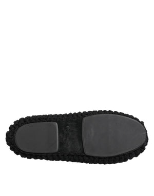 Schwarz Wolle stricken Slip On Ballerina Flats Schuhe