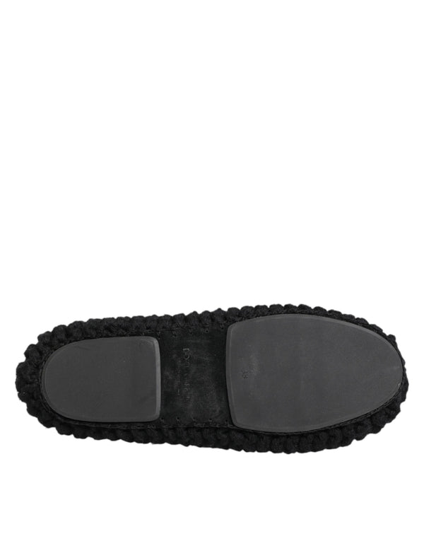 Schwarz Wolle stricken Slip On Ballerina Flats Schuhe