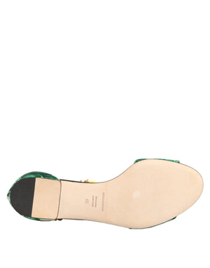 Grün Nerz Pelz Satin Bananenblatt Sandalen Schuhe