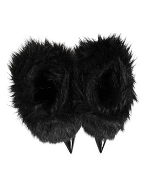 Schwarze Kunstpelz spitze Knie hohe Stiletto Stiefel Schuhe