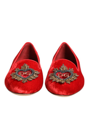 Rot Samt DG Herz Loafers Flats Schuhe