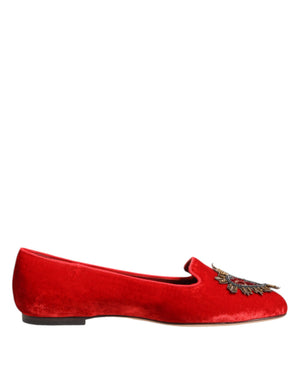 Rot Samt DG Herz Loafers Flats Schuhe