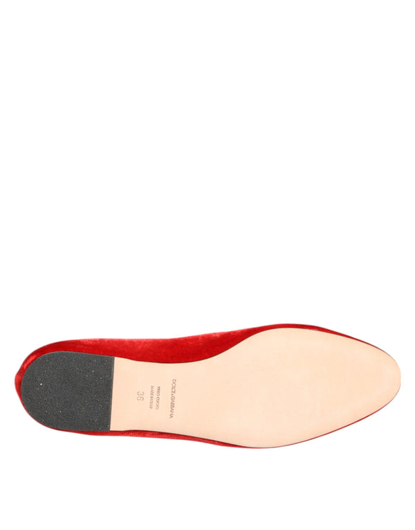 Rot Samt DG Herz Loafers Flats Schuhe
