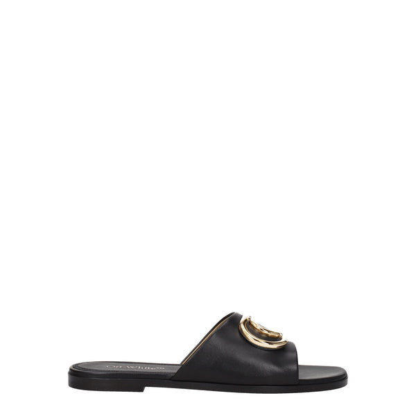 Elegante Leder-Hausschuhe in Schwarz