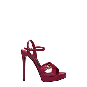 Rosa Sandalen mit Plateauabsatz aus Leder