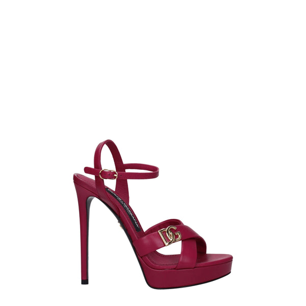 Rosa Sandalen mit Plateauabsatz aus Leder