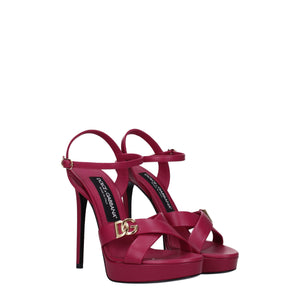 Rosa Sandalen mit Plateauabsatz aus Leder
