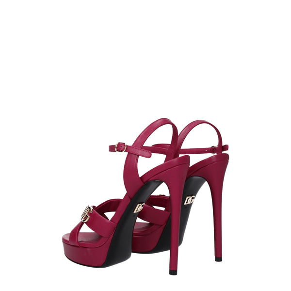 Rosa Sandalen mit Plateauabsatz aus Leder