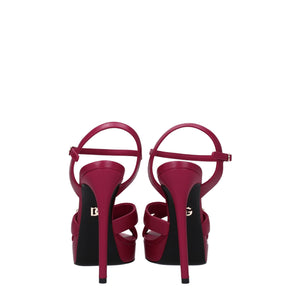 Rosa Sandalen mit Plateauabsatz aus Leder