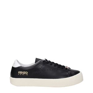 Schwarze Leder-Sneaker mit niedrigem Schaft