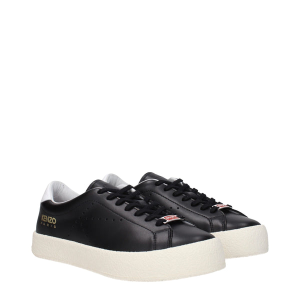 Schwarze Leder-Sneaker mit niedrigem Schaft