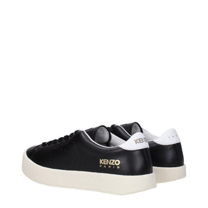 Schwarze Leder-Sneaker mit niedrigem Schaft