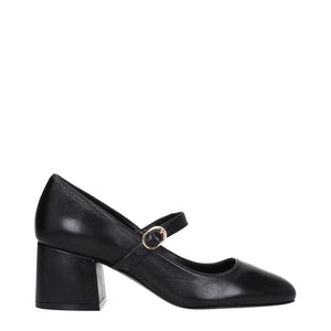 Schwarze Leder Pumps mit mittlerem Absatz