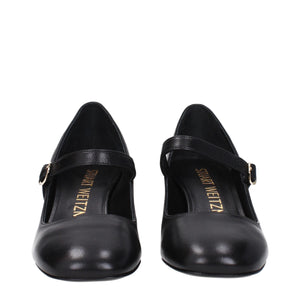 Schwarze Leder Pumps mit mittlerem Absatz