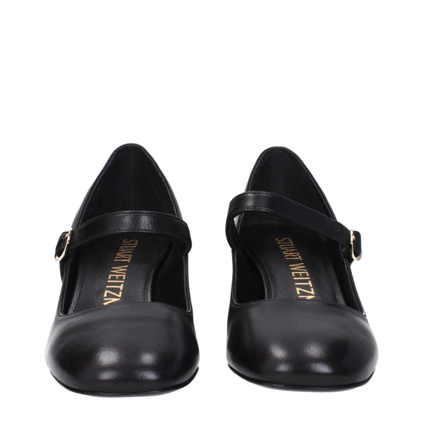 Schwarze Leder Pumps mit mittlerem Absatz