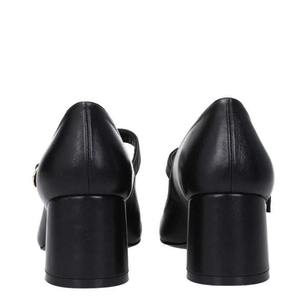 Schwarze Leder Pumps mit mittlerem Absatz