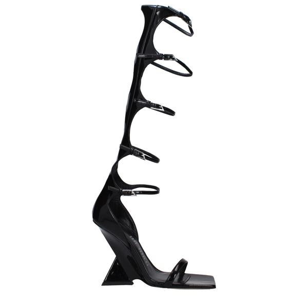 Schwarze Leder-Stilettos mit Pfennigabsatz