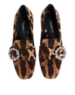 Braun Leopard Print Kristalle Loafers Flats Schuhe