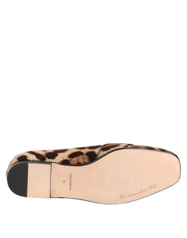 Braun Leopard Print Kristalle Loafers Flats Schuhe