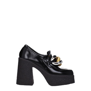 Schwarze Plateau-Loafer aus Leder