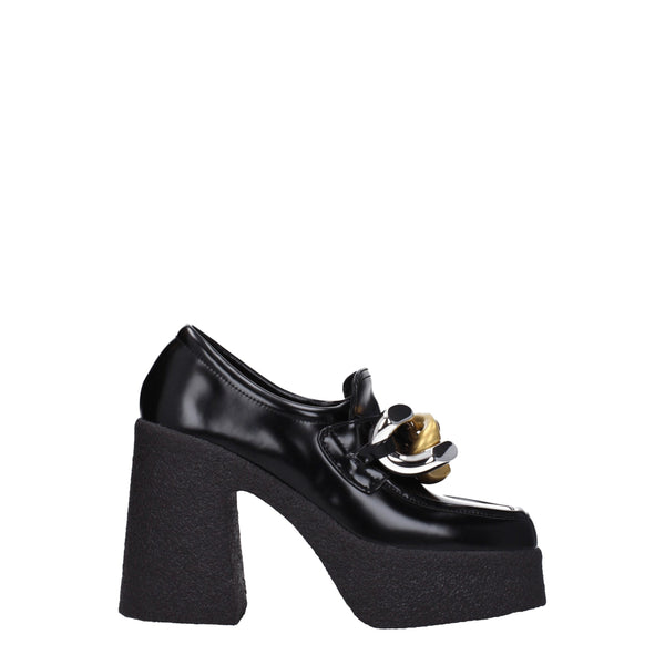 Schwarze Plateau-Loafer aus Leder