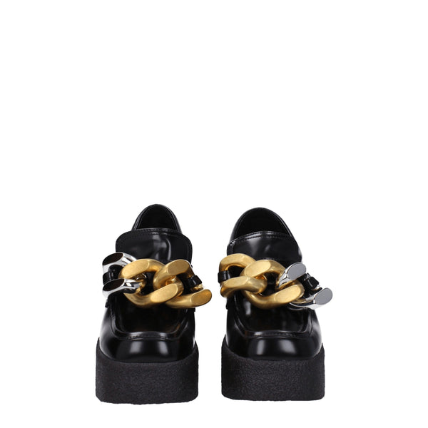 Schwarze Plateau-Loafer aus Leder